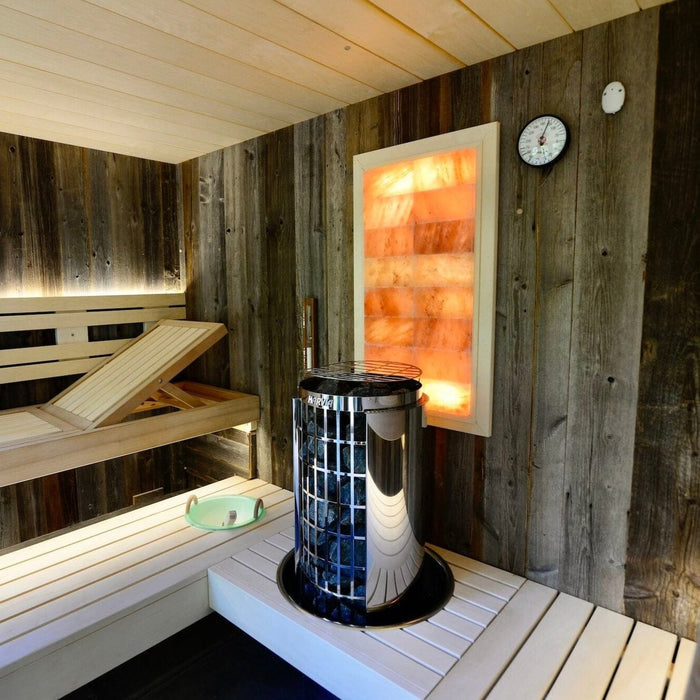 Harvia Cilindro PC60E open grate pillar vs PC60 built-in controls vs Virta HL90E conventional floor heater comparison